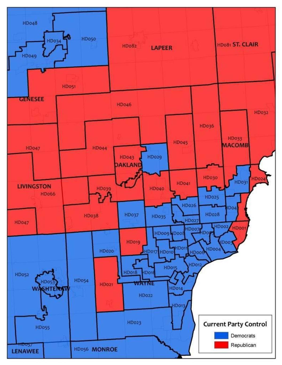 mapa Detroit area