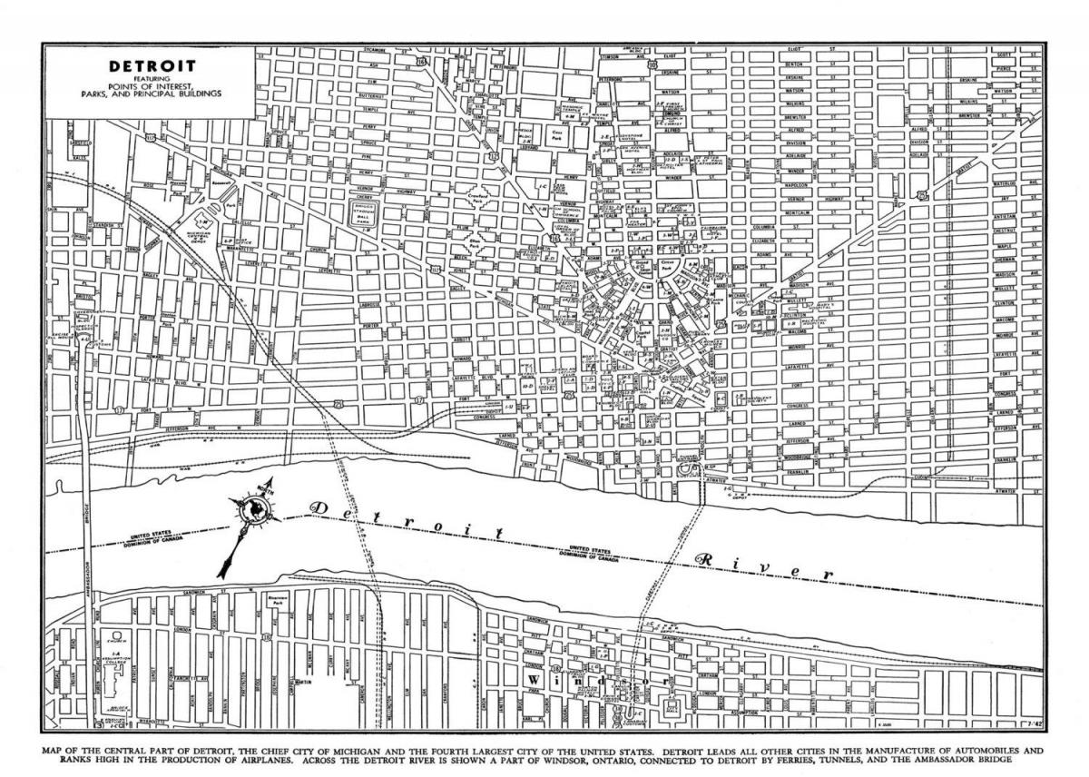 Detroit Hiriko kale mapa