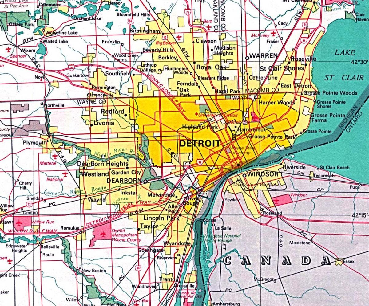 mapa Detroit