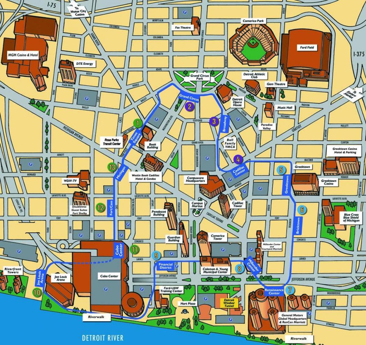 Detroit turismo mapa