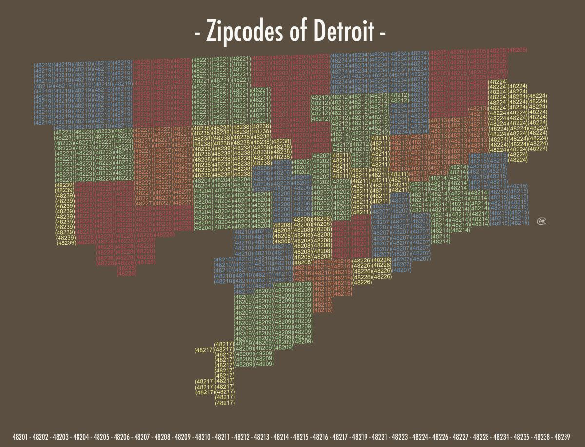 zip code mapa Detroit