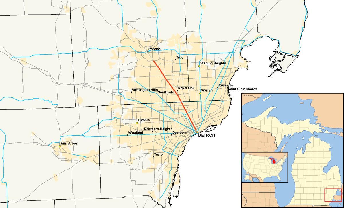 Detroit udalerrien mapa
